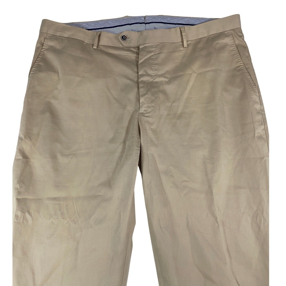 Peter Millar Collection Perfect Poplin Mens Tan Khaki Pants Size 38 Silk Cotton - Picture 3 of 8